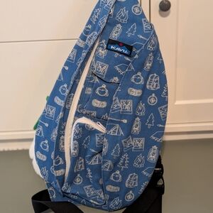 KAVU Blue Sling Bag with White Outdoor Print